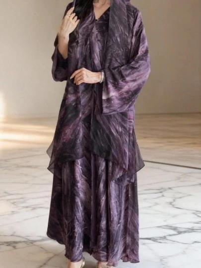 SuofeiMan Women's Fashionable Middle Eastern Muslim Printed Casual Robe Jacket For Spring/Summer, Elegant Robe Suitable For Daily Casual, Travel, Holiday, Vacation Or Party Occasions