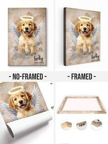 Catygift Customized Pet Memorial Canvas Angel Design, Personalized Pet Passing Gift, Upload Photo & Customize Name & Year, Cat/Dog Memorial Gift For Pet Owners - As Shown - View 12