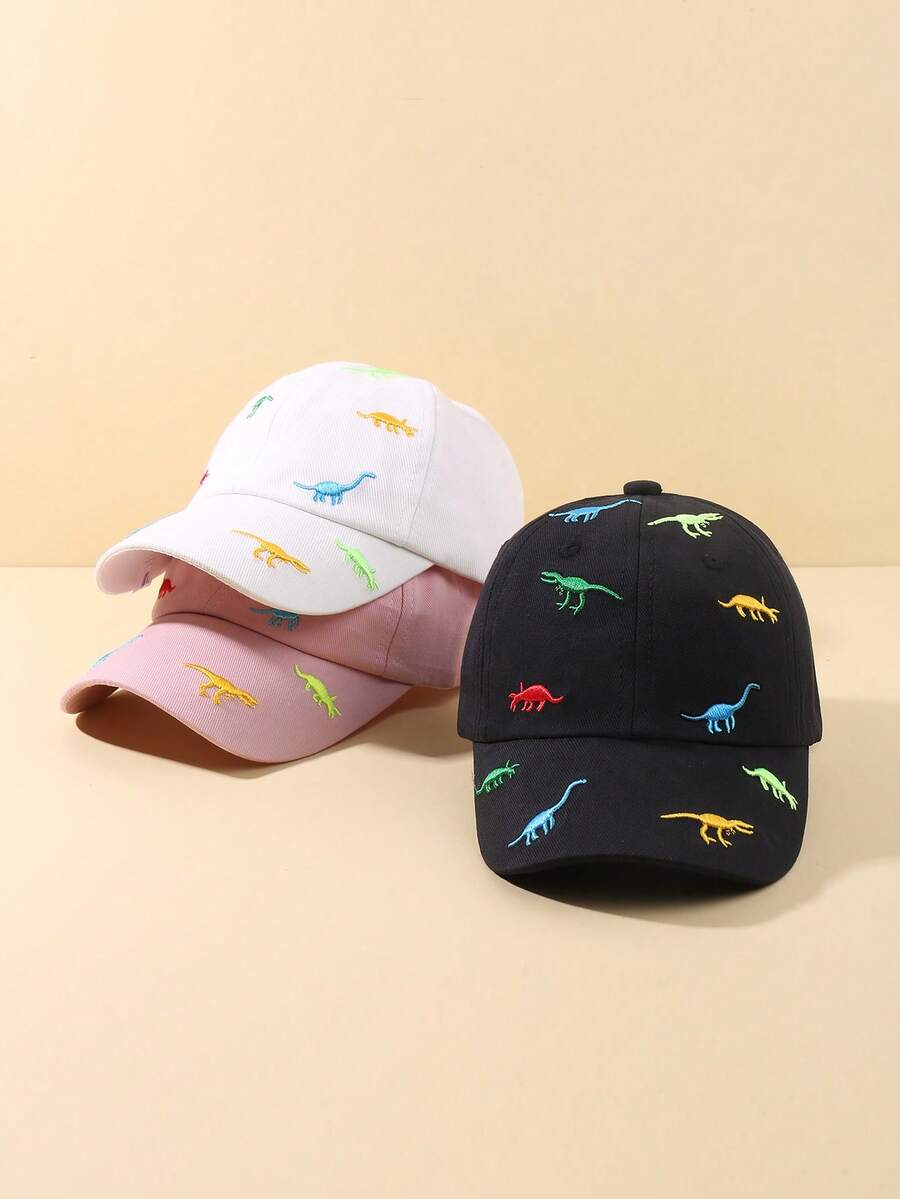 3 piezas Gorras de béisbol con dinosaurio bordado para niños, ajustables en tamaño, para uso diario, moda casual, deportes, estilo universitario, adecuadas para actividades al aire libre, correr, baloncesto, campus, fiestas, etc. Pueden usarse como regalos de cumpleaños, regalos festivos, regalos del Día del Niño - Gorra de béisbol - Ver 1