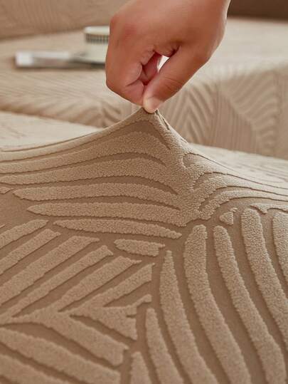 1pc Thickened Elastic Leaf Pattern Sofa Cover, Dust-Proof And Dirt-Resistant Sofa Protector, Suitable For Bench, Living Room Sofa, Living Room Furniture, Machine Washable, Hand Washable, Dry Cleanable