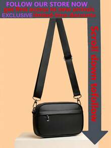 Men's Sling Bag, Fashionable Small Square Shoulder Bag, PU Leather High-End Casual Lightweight Sling Bag, Adjustable Square Strap, Essential Travel Organizer Bag For Summer Valentine'S Day Phone Bag - Black - View 2