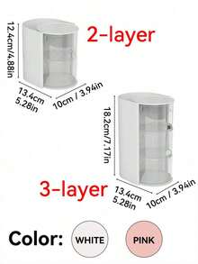 1/2pcs Minimalist Rotating Makeup Organizer Box, Small Desktop Makeup Sponge, Makeup Brush, Hair Tie, Hair Clip Storage Box, Makeup Sponge Holder, Rotating Dustproof Vanity Organizer - Multicolor - View 3