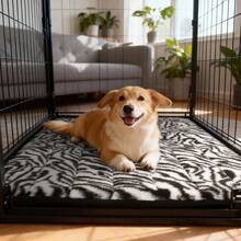 EDIMENS Large Dog Mat, Machine Washable & Anti-Slip Fluffy Crate Pad, Reversible Pet Mattress For Medium Large XL Dogs, Soft Kennel Pad Indoor Portable - Black - View 10