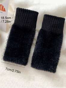 1-2 Pairs Luxury Warm & Versatile Style Solid Color Women's Fingerless Gloves Soft Glutinous Mink Fleece & Woolen Plush Knitted Fabric Touchscreen Compatible Half-Finger Wrist Protection Design Thickened Cold Resistance & Heat Retention/Skin-Friendly Breathable/Flexible Operation No Restriction Office & Study/Daily Outings Summer - Fingerless Gloves - View 14