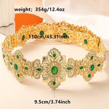 1pc Middle Eastern Style Long Dress Waist Belt, Square Hollow Carved Gold-Plated Adjustable Length, Arabic Bride Wedding Kaftan Waistband - One Size - View 10