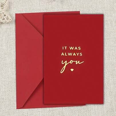 A Fashionable Red-Themed Greeting Card | Featuring The Text "Always You" In Gold Font | Suitable For Valentine's Day, Birthday, And Anniversary | Ideal For Wife, Husband, Girlfriend, And Boyfriend | Gift Card