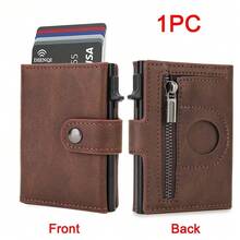 Carteras Airtag de cuero Rfid para hombre, tarjetero de lujo, billeteras para rastreador de etiquetas de aire, regalos para hombre, billetera delgada personalizada, monedero H5JS - Marrón - Ver 4