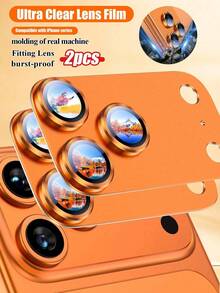 BOLLYMORE 2pcs Camera Lens Protector Case, Orange (Original Color), High Definition Quality, Anti-Drop Anti-Scratch, Suitable For Apple 17 Pro/17 Pro Max - 2pcs Camera - View 1