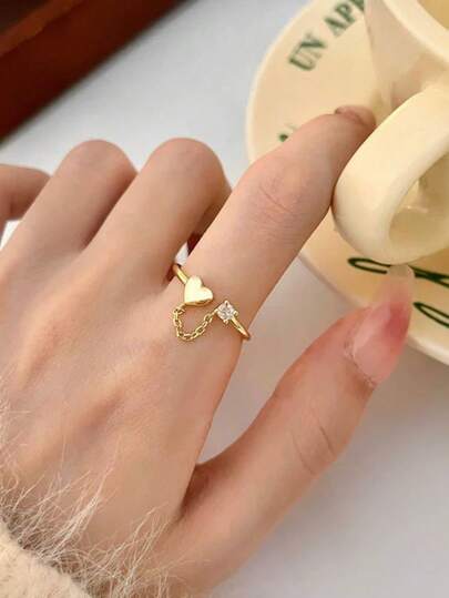 1 pièce Bague élégante à gland en forme de cœur, design unique convenant aux hommes et aux femmes. Idéal pour les festivals, les fêtes, le port quotidien, le carnaval, la Saint-Valentin, la saison des mariages, la rentrée scolaire, cadeau de bijoux