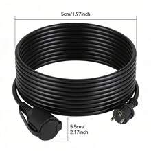 CILIA 1 pieza Cable de extensión de alimentación estándar de la UE con cubierta de contra el polvo, un solo enchufe, cable flexible y duradero para uso doméstico y al aire libre - Ver 1