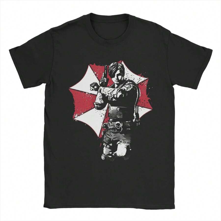 Residents Evils T Shirt Men's Cotton Clothing Funny  Game Umbrella Crewneck Short Sleeve - màu đen - Xem 1