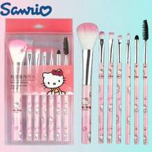 3/7pcs Sanrio Cute Hello Kitty Makeup Brush Set, Low-Irritation Synthetic Bristles, Suitable For Foundation, Blush, Eyebrow, Lip, And Eye Makeup, Comes With Storage Case, Perfect For Gifts, Weddings, Valentine's Day, Travel, Holidays, Parties, Graduations Bathroom Decor - Multicolor - View 6