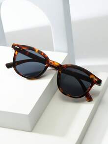 1副男女通用猫眼小框高品质个性简约时尚眼镜，适合派对、休闲、旅行、海滩、日常佩戴 - 玳瑁框黑灰片 - 查看 5