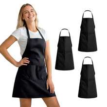 Juningxin 3 Pack Kitchen Cooking Aprons With 2 Pockets Aprons For Women/Man/Chef With Pockets Aprons Kitchen Craftsmanship - màu đen - Xem 7