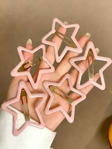 5个大号五角星简约发夹，适合女孩日常佩戴 - 彩色 - 查看 6