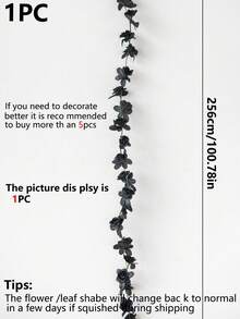 1/3pcs Artificial Rose Vine Garland, Wedding Venue Decor, Home Bedroom Living Room Bathroom Wall Hanging Decor, Outdoor Garden School Birthday Party Supplies, Valentine's Day Decor, New Year, Graduation Ceremony Gift - Black - View 5