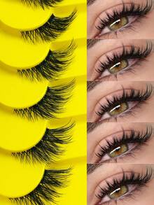 Asiteo Eid 7 par halvögonfransar, genomskinliga bandögonfransar, kattögonögonfransar, korta mjuka 3D-konstminkögonfransar, mjuka naturliga sminkfransar, lösögonfransar, dejter, fester, brudtärna, frieripresenter, strand, hav. - Halva ögonfransar - Visa 1