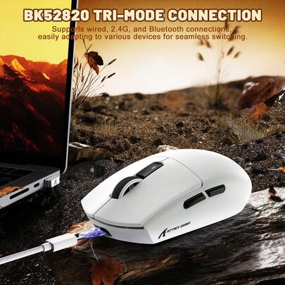 ATTACK SHARK G3 Wireless SUPERLIGHT Gaming Mouse,59g, Gamer Mice, PixArt PAW3311 Sensor, 25000 DPI, Bluetooth/2.4G/Wired Mouse, 80 Million Clicks, 500mAh Battery, For Win11/PC/