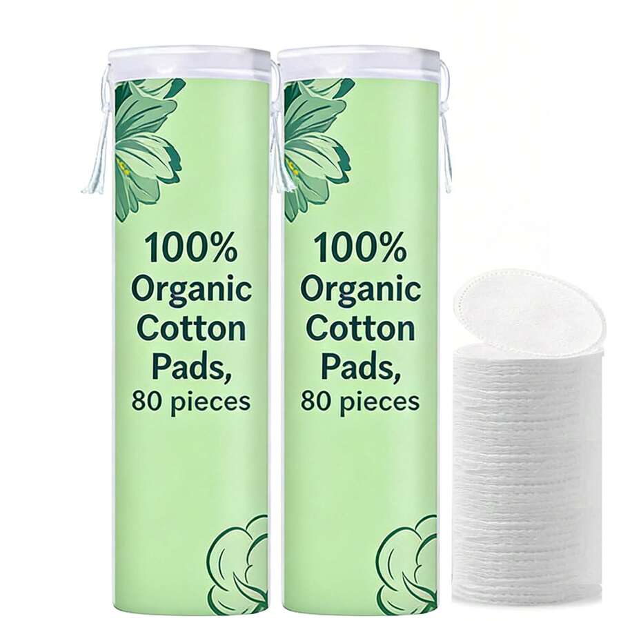 Organic Cotton Round Makeup Remover Pads, Hypoallergenic, Lint-Free, Facial Exfoliating Cleansing Pads - Multicolor - View 1