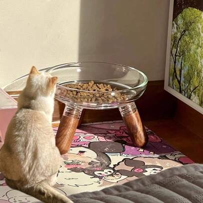 Cat Food Bowl, Dog Food Bowl, Indoor Cat Bowl, Tilted Bowl Stand, Raised Stand To Protect Neck, Large Diameter Dog Bowl, Raised, Anti-Vomiting, Non-Slip Base, Anti-Ant, Food And Water Bowl, Suitable For Cats, Dogs And Rabbits, Orthopedic Indoor Cat Bowl