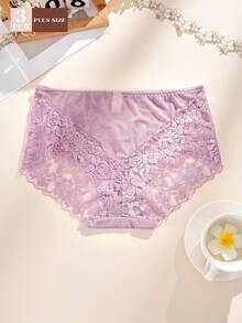 FOVTY 3 buah celana dalam wanita seksi renda ukuran besar - Mauve Purple - View 4
