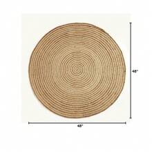 Handwoven 4ft Jute Area Rug Natural Fiber Cotton Round Boho Farmhouse Rustic Vintage Soft Braided Reversible  Friendly Rugs- Indoor Outdoor Kitchen Bedroom Living Room Hallways (4'ft Round) - 自然-13 - 查看 3