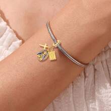 1件时尚玛丽十字架吊坠，适合女性手链DIY饰品 - 金色 - 查看 2