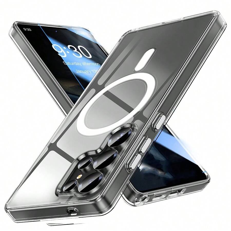 适用于苹果 Galaxy S26 Ultra、S25 Ultra、A55、A56、A16、S24 和 17、16、15、14、13、12、11、XR 的透明亚克力磁吸保护壳，防摔设计，也适用于 Galaxy S25 FE、A15、A26、A36、S24 FE。