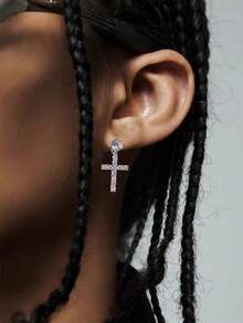 1 Pair Fashionable Cross Shaped Earrings, Suitable For Daily Wear By Men And Women - Cross - View 3