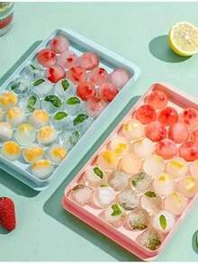 33孔粉色圆形冰格，光滑防尘球形冰模，适用于威士忌、咖啡、茶、饮料，家用厨房、酒吧，冰块冷却工具，情人节、毕业礼物 - 彩色 - 查看 6