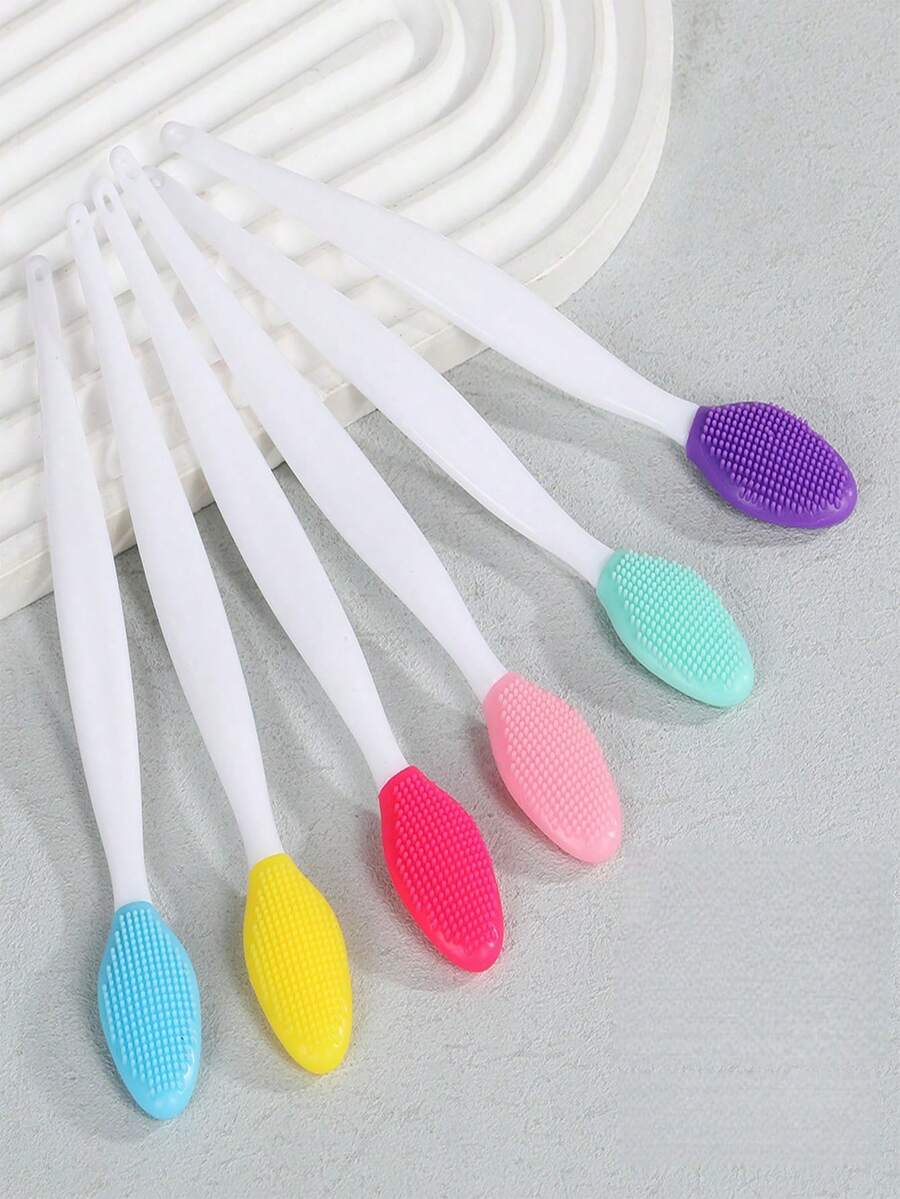 Cepillo de limpieza de silicona 2 en 1, removedor de puntos negros, exfoliante de labios, apto para uso doméstico y salón, para mujeres - Multicolor - Ver 1