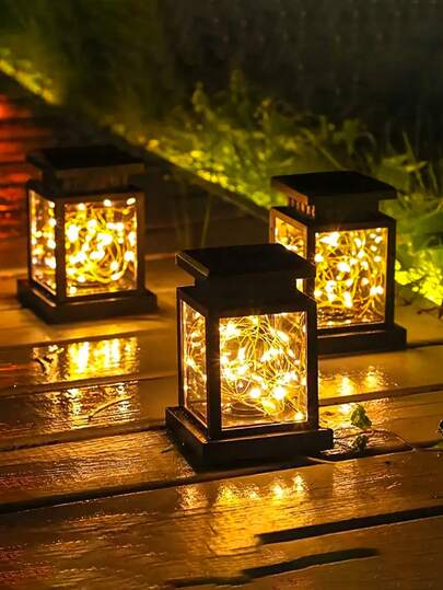 1 Solar Outdoor Retro Lantern, Solar Colored Light/Yellow String Lights/Candle Style, Portable Hanging Lamp, Solar-Powered Outdoor Small Desk Lamp - Perfect For Outdoor Balconies, Terraces, Walking, Reading, Camping, Creating Party Atmosphere, And As Outdoor Garden Lighting, Suitable For Trails, Courtyards, Terraces