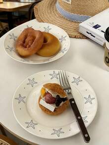 White Round Ceramic Dinner Plate | Starfish Ceramic Plate, Suitable For Serving Fruit, Pasta, And Seafood, Microwave-, Easy-To-Clean Shallow Plate, Ideal For Serving Pasta, Salads, And Steaks – Perfect For Home And Restaurant Use. - Multicolor - View 8