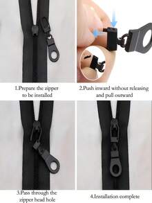 5pcs Zipper Slider Puller Instant Zipper Repair Kit Replacement ForBroken Buckle Travel Bag Suitcase Clothes Zipper Head - Multicolor - View 2