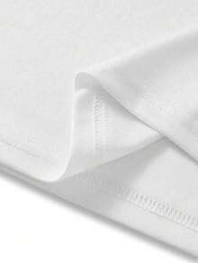 Camiseta gráfica con estampado de palmera, top casual de color contrastante, versátil para ir al trabajo, atuendos de verano, vacaciones, playa para mujeres - Blanco - Ver 4