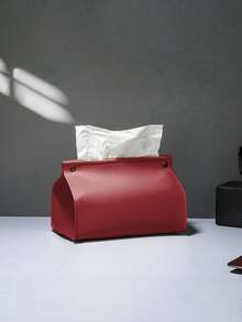 1/2pcs Leather Tissue Box Holder, Car Tissue Paper Dispenser - Beige - View 14