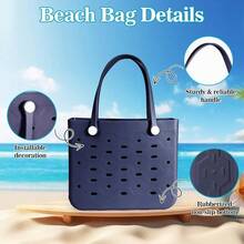Medium Rubber Beach Bag For Men & Women, Large Capacity Rubber Travel Tote Bag For The Beach Boat Pool - 新海軍 - 查看 5