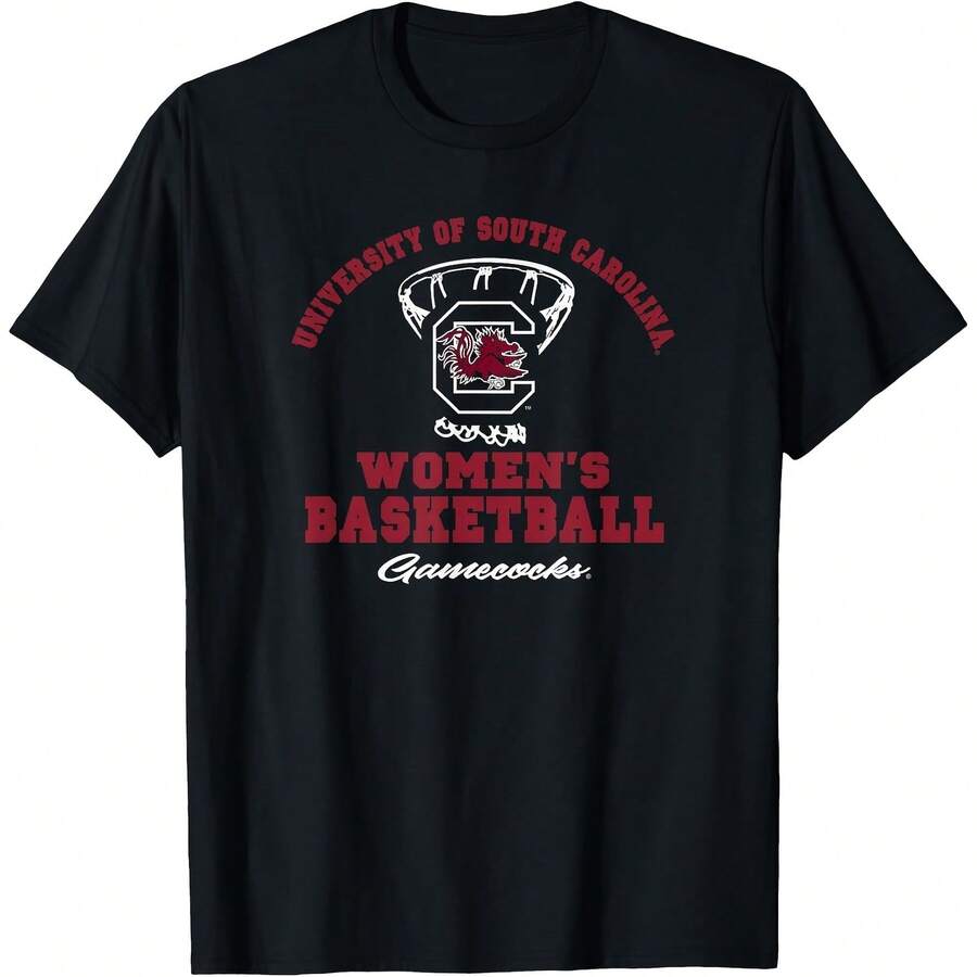 South Carolina Gks Women's Basketball Black T-Shirt All Seasons,220g Pure Cotton Single-Sided Printed Crew Neck Short-Sleeved T-Shirt,Unisex Top,Base Layer - Màu 5 - Xem 1