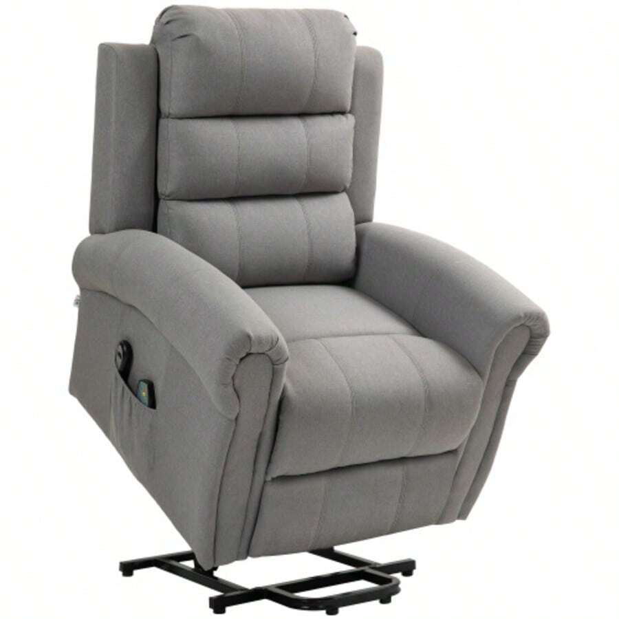 Electric Recliner With Lift Assist, Recliner With Tilt Function, Heating Function, Massage Chair With Pocket Springs - Grey - View 1