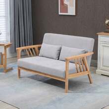 Two-Seater Sofa, Grey, Supports Up To 200 Kg, With Armrests And Cushions, Velvet Look, Tufted Upholstery, 130 X 75 X 78 Cm - Grey - View 2