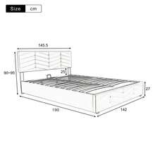 Cama tapizada 140x190 cm con somier de láminas y cabecero regulable en altura, para adultos y jóvenes, soporte de láminas de madera, fácil montaje, terciopelo beige. - Beis - Ver 6