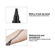 Men's Beard Pencil Kit Nylon Beard Brush Waterproof Sweat Proof 4 Tips Beard Filling PenBlack - Peine para barba + cepillo para barba - Ver 5