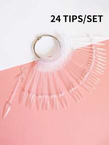 24pcs Nail Swatch Sticks, Natural Stiletto Nail Display Tips, Color Swatches, Pointed Tip Nail Art Practice Tips ,Sample Sticks For Nail Art Polish Color Practice Fan-Shaped Display,False Nail Sample Stick. - Multicolor - View 13