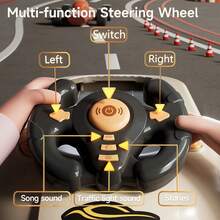 Children's Racing Car Steering Wheel Toy, Suitable For Interactive Games Such As Racing, Dodging, And Overtaking, With Sound And Light Effects, Fun Simulation Experience And Helps To Cultivate Driving Skills. - 白色 - 查看 2