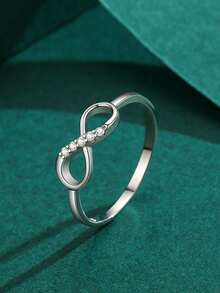 1 buah Cincin Elegan Infinity Love Perak Sterling 925, Cocok untuk Pakaian Pernikahan Romantis Wanita - Perak - View 4