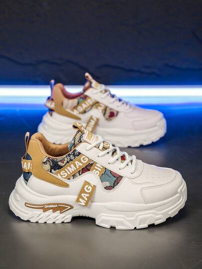 新款男士休闲小众低帮运动鞋，多功能厚底运动鞋，时尚撞色休闲鞋