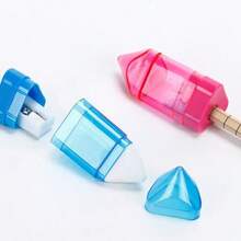 3pcs Triangle Erasers, Pencil Sharpeners, Rotary Pencil Sharpeners, Student Stationery, Eyebrow Pencils - Eraser and Pencil Sharpener 2-in-1 - View 2