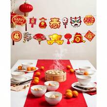ración de Año Nuevo Cino 2026 Año  Caballo Cina Fiesta Primavera Banner Guirnalda Lunar Primavera Festival ración para ogar Oficina Fiesta Suministros Fr - rojo - Ver 5