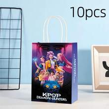 10pcs Cartoon Anime K-Pop Theme Gift Bags, Anime Character Pattern Merchandise, Suitable For Birthday Party, Theme Party And Candy Packaging - Girls - View 13