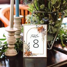 Greenery Wedding Table Numbers/ 28 Elegant Wedding Reception Table Number Cards/ 4 Inchx 6 Inch Flat Faux Gold Anniversary Event Table Organization/Made In USA - White, Orange, Purple, Grey, Yellow, Green, Tan - View 5